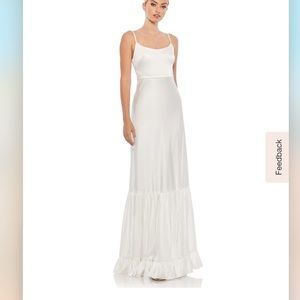 Mac Duggar x leena white satin gown